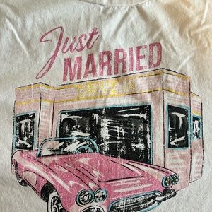 Pink and White 'Just Married' Graphic Tee